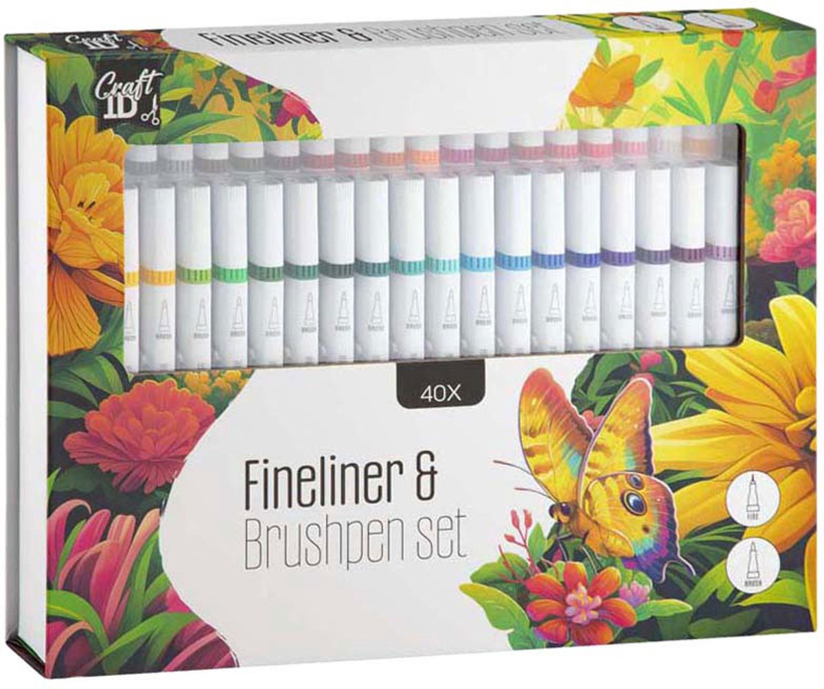 Craft ID - Craft ID Kleurset fineliner & brushpen 40-delig