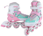 Street rider inline skeelers roze groen verstelbaar, maat 37-40