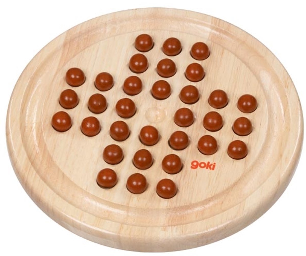 Goki solitaire spel 23x2cm - inclusief houten knikkers - gemaakt van rubberboomhout