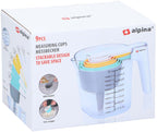 Alpina maatbeker set 9 stuks - meetset met maatbeker 1 liter - stapelbare maatbekers - inclusief trechter en schraper en maatlepels