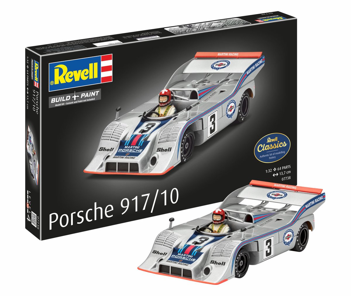 Revell - modelbouwpakket auto - 07738 porsche 917/10 - duitse rauto plastic - 1:32 - modelbouw