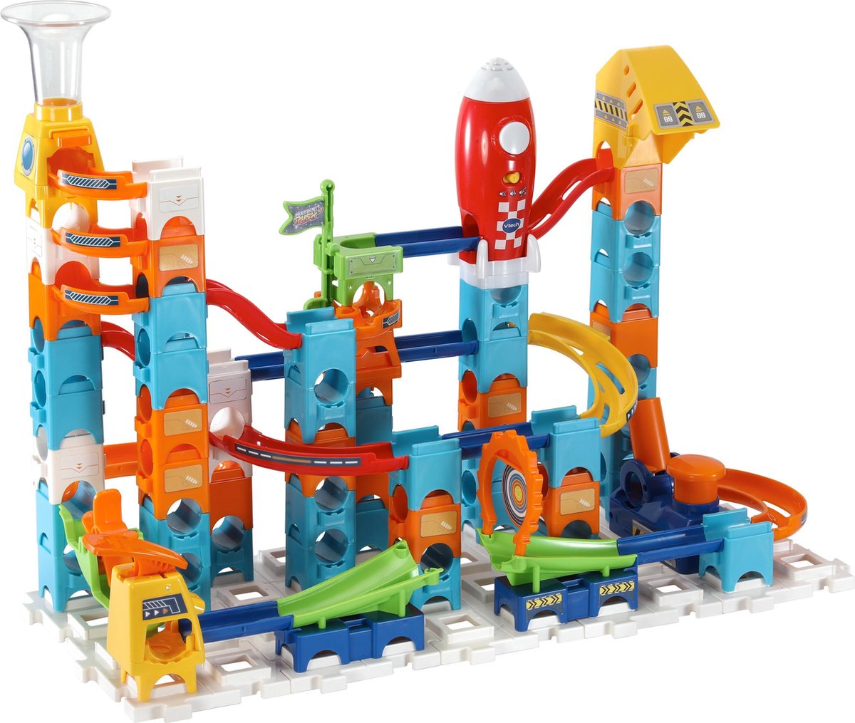 VTech - marble rush rocket set elektronisch m100e knikkerbaan - 79 onderdelen - incl. 10 knikkers met licht- en geluidseffecten - cadeau - speelgoed 3 tot 12 jaar