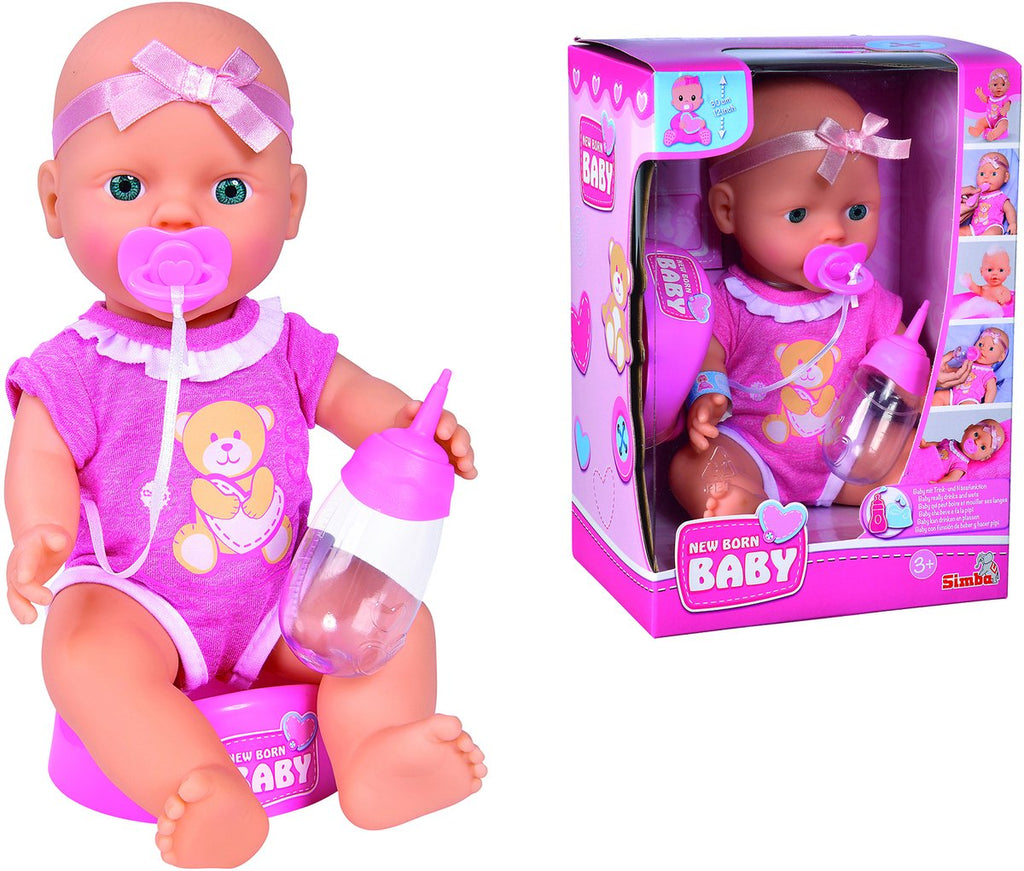 Simba - new born baby - cute doll - 30cm - drink en plasfunctie - babypop