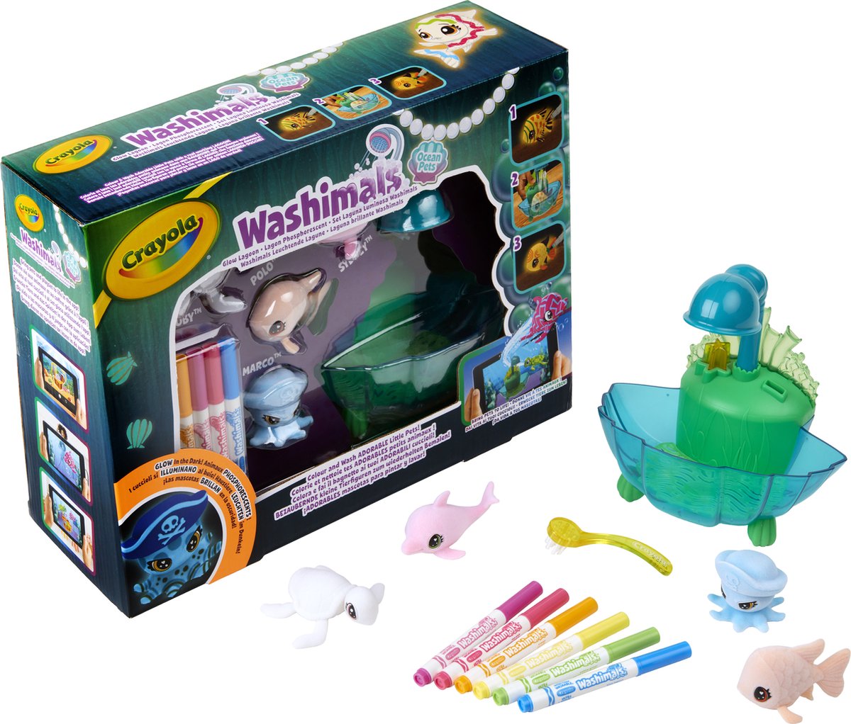 Goliath games crayola washimals ocean glow lagoon speelset