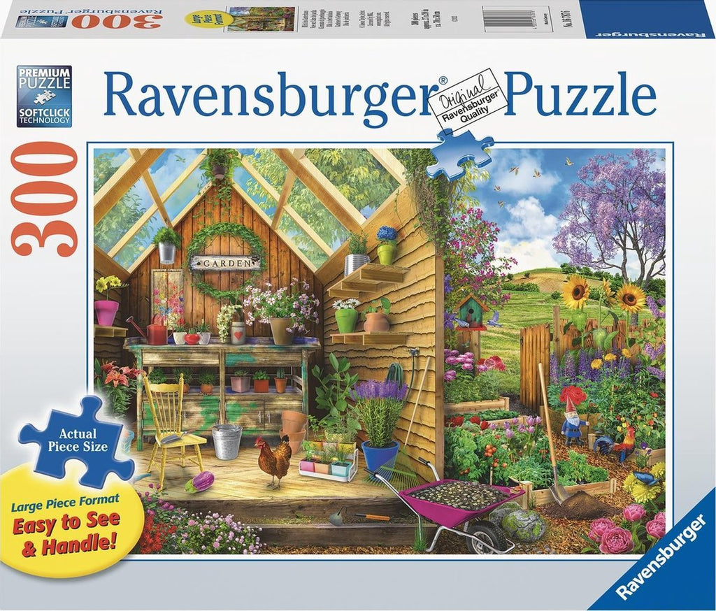 Ravensburger - puzzel blik in het tuinhuis - legpuzzel - 300 stukjes extra groot