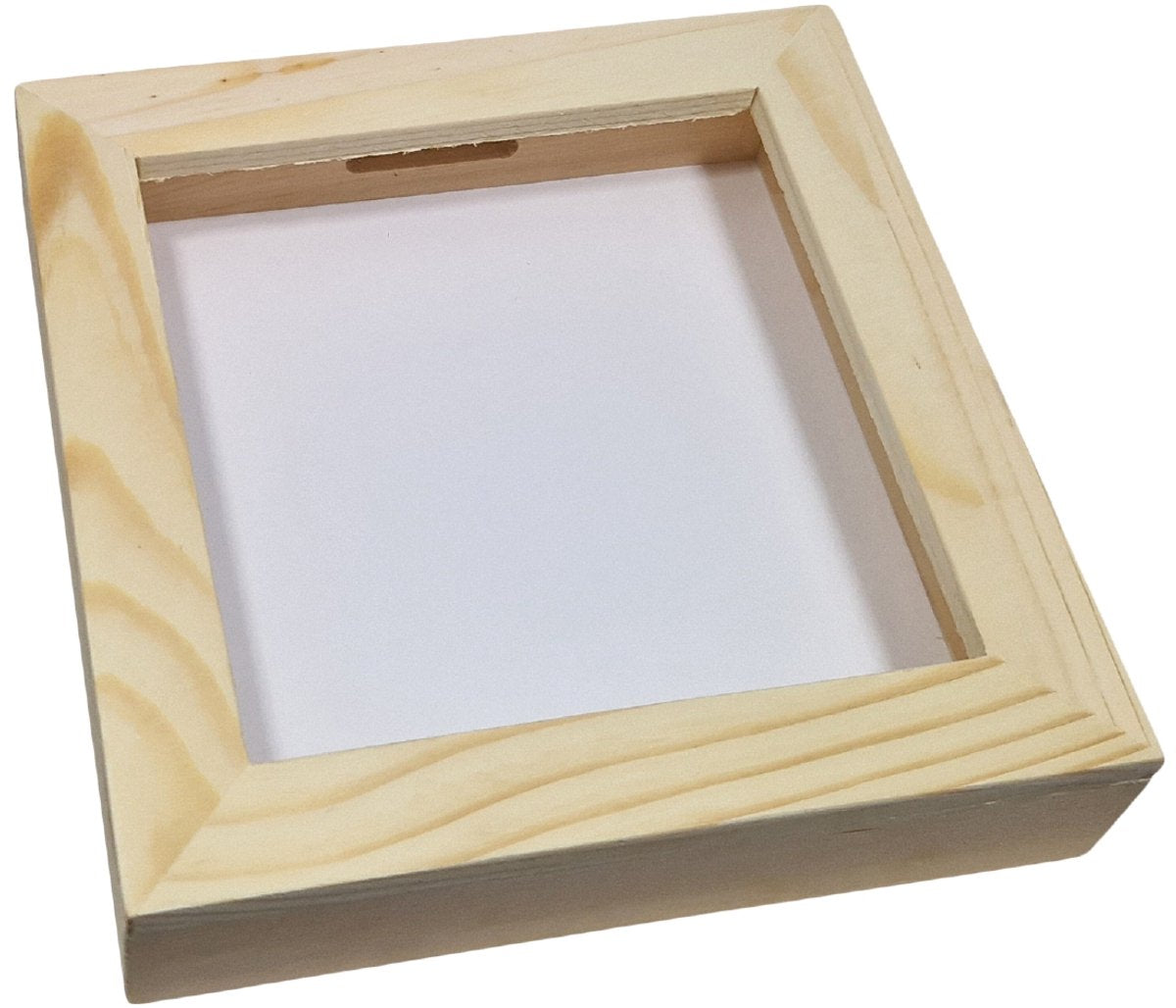 Playwood houten spaarpot plexiglas met witte achterkant middel