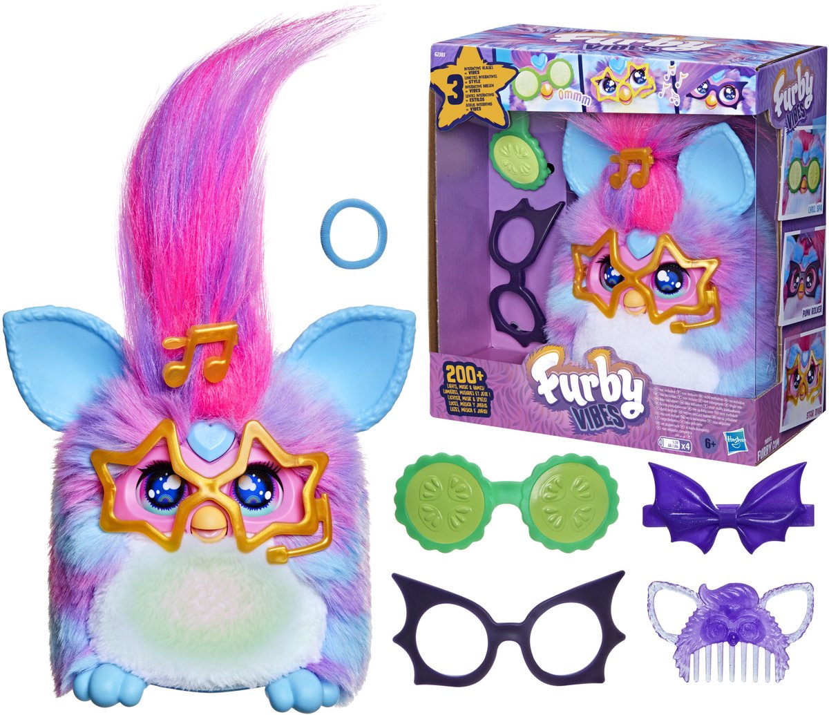 Hasbro - Hasbro furby interactieve knuffel blue razz met accessoires.