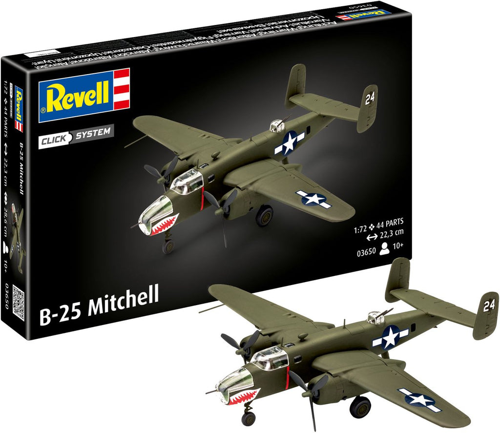 Revell - modelbouwpakket militaire voertuigen - 03650 b-25 mitchell easy-click-system plastic - 1:72 - modelbouw