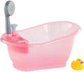 Corolle poppenbad badkuip roze met douche en badeend speelgoed.