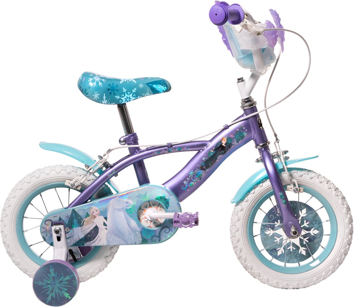 Huffy disney frozen 2 kinderfiets - meisjes - 12 inch - blauw paars - twee handremmen