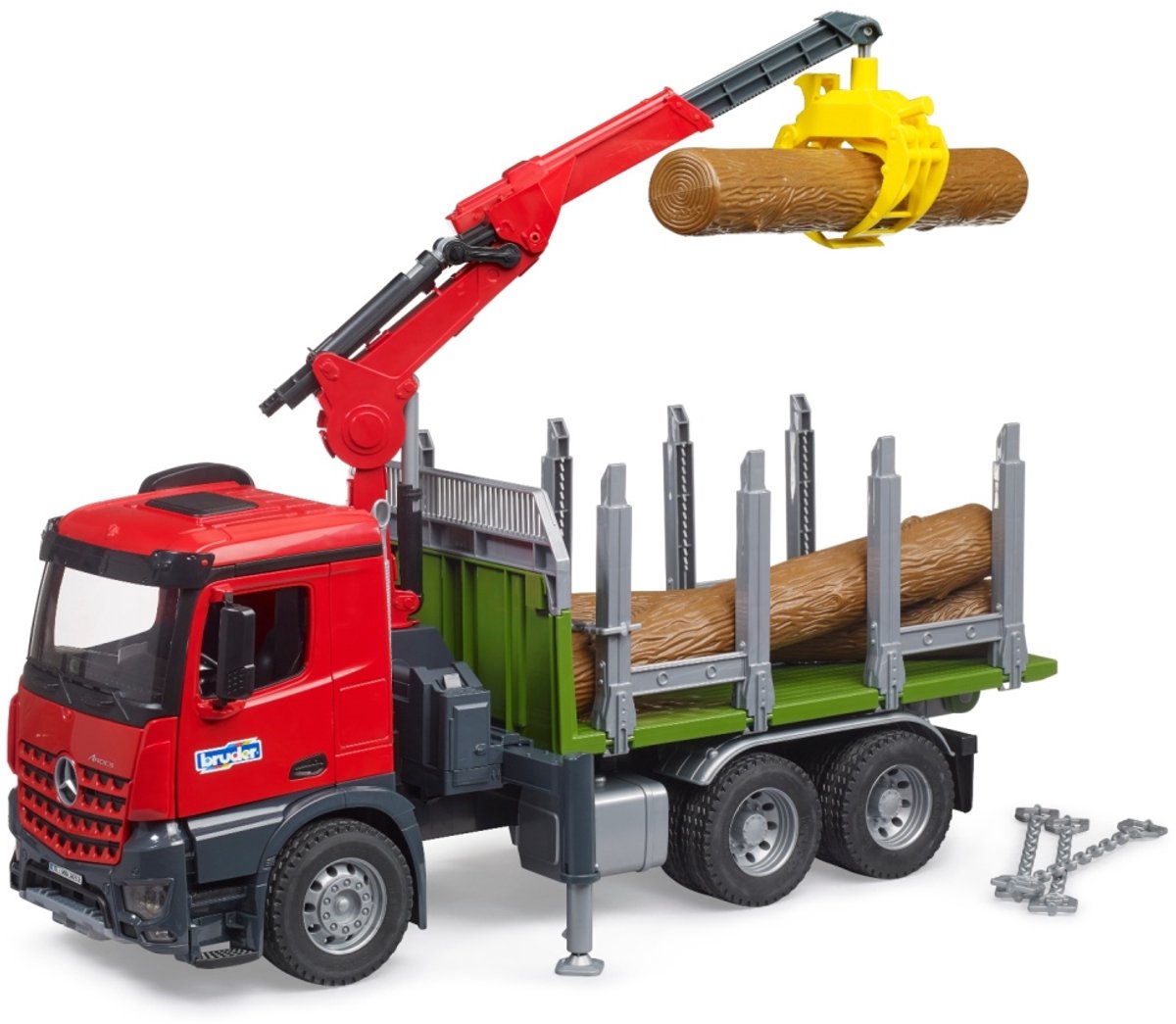 Bruder - Bruder mercedez-benz arocs houtvrachtwagen met kraanarm en 3 boomstammen