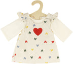 Heless poppen ribfluwelen jurk hartjesconfetti, 35-45 cm