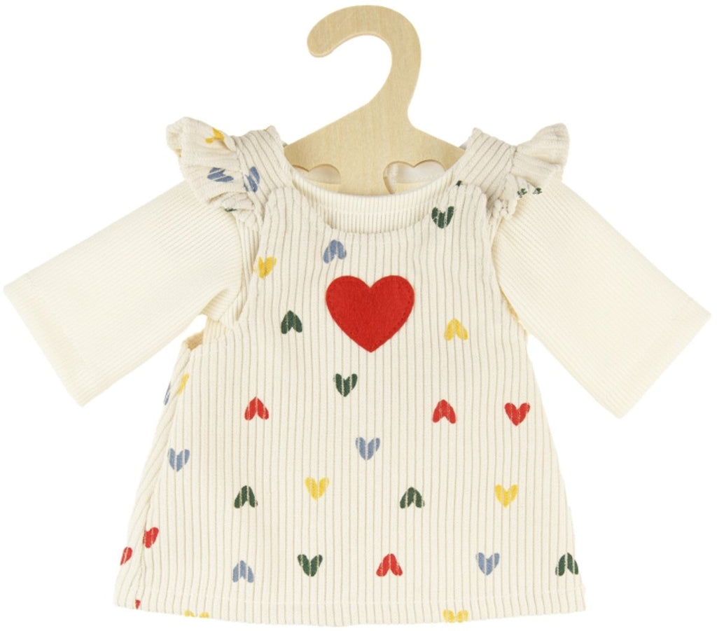 Heless - Heless Poppen ribfluwelen jurk hartjesconfetti 28-35 cm