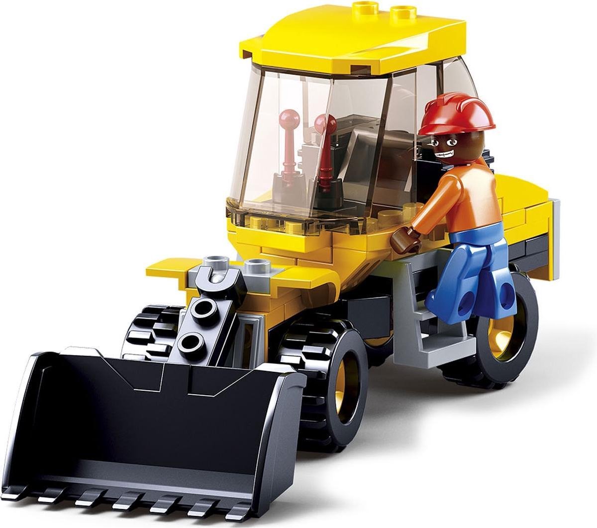 Sluban - wheel loader kleine shovel bouwspeelgoed kinderen vanaf 6 jaar – constructiespeelgoed modelbouw – bouwdoos met 91 bouwstenen – m38-b0377b