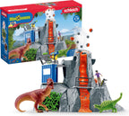 Schleich dinosaurus - de grote vulkaan expeditie - dino speelgoed - kinderspeelgoed - dino speelgoed - t-rex, ankylosaurus en uitbarstende vulkaan - 36 onderdelen