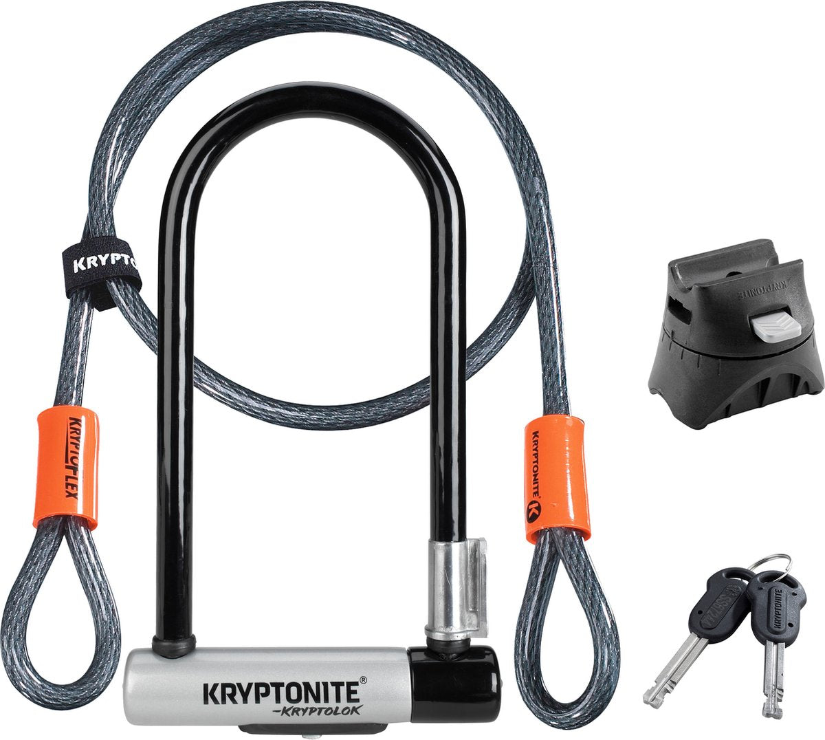 Kryptonite - Kryptonite kryptolok standard mini-7 beugelslot met kabel – fiets – art-2 slot – beugelslot (elektrische) fiets – 178x82 cm - kabel 120 cm lang – oranje/zwart