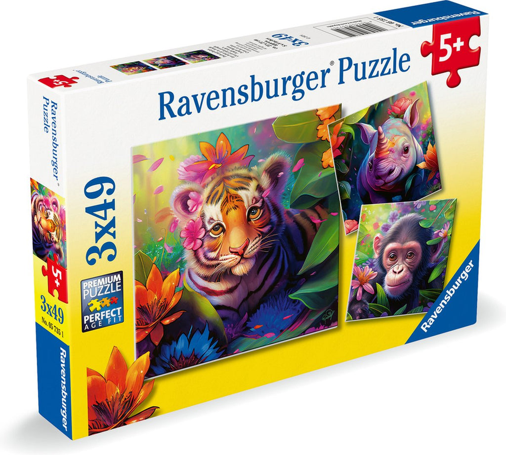 Ravensburger - puzzel jungle babies - drie puzzels - 49 stukjes - kinderpuzzel