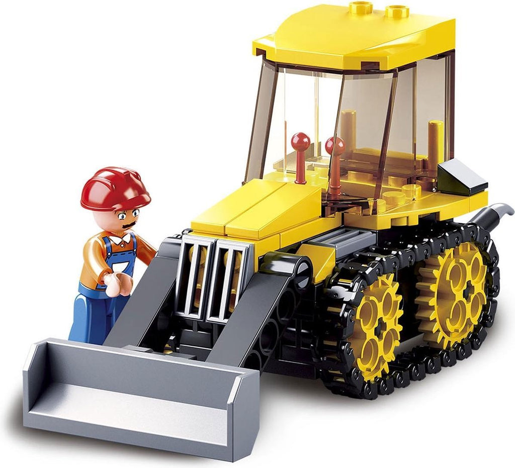 Sluban - town bulldozer bouwspeelgoed kinderen vanaf 6 jaar - constructiespeelgoed modelbouw - bouwdoos met 132 bouwstenen - m38-b0377d