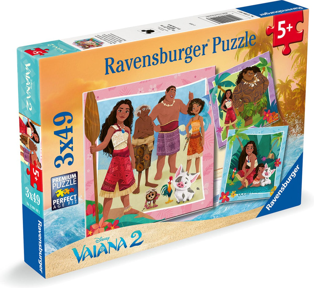 Ravensburger - puzzel vaiana 2 op naar nieuwe avonturen! - legpuzzel - 3x49 stukjes
