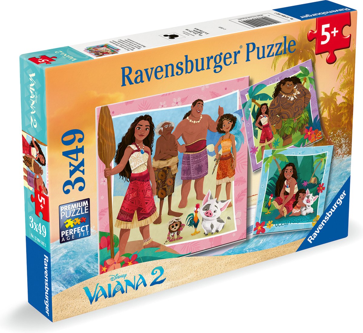 Ravensburger - puzzel vaiana 2 op naar nieuwe avonturen! - legpuzzel - 3x49 stukjes