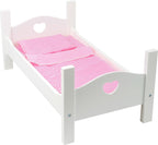 Small Foot - houten poppenbed met beddengoed 50 cm wit/roze