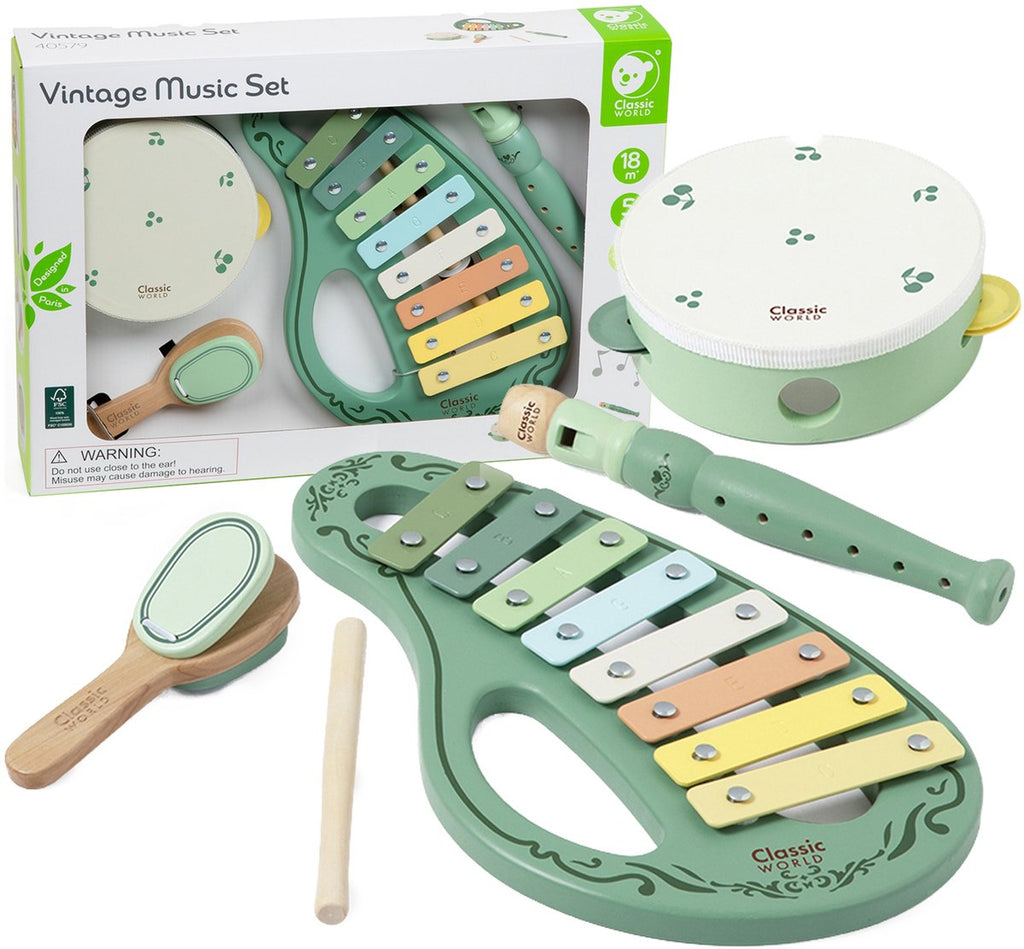 Lobbes Speelgoed- Lobbes Speelgoed world houten vintage muziekinstrumenten set 5dlg.