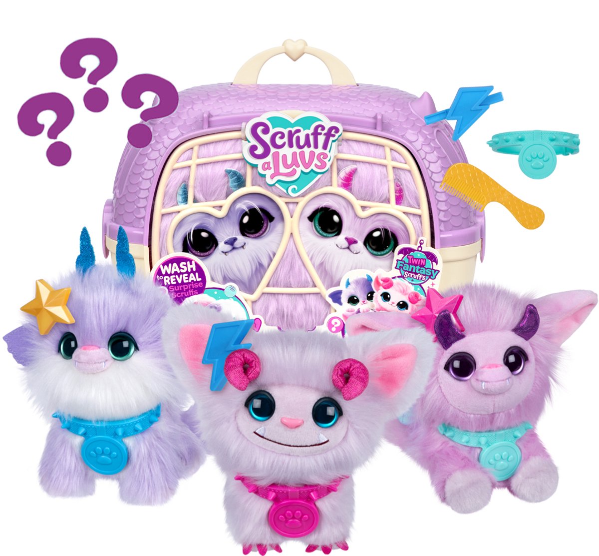 MOOSE - MOOSE Scruff a luvs – twin fantasy knuffels in draagmand – 2 magische mystery pluche knuffels