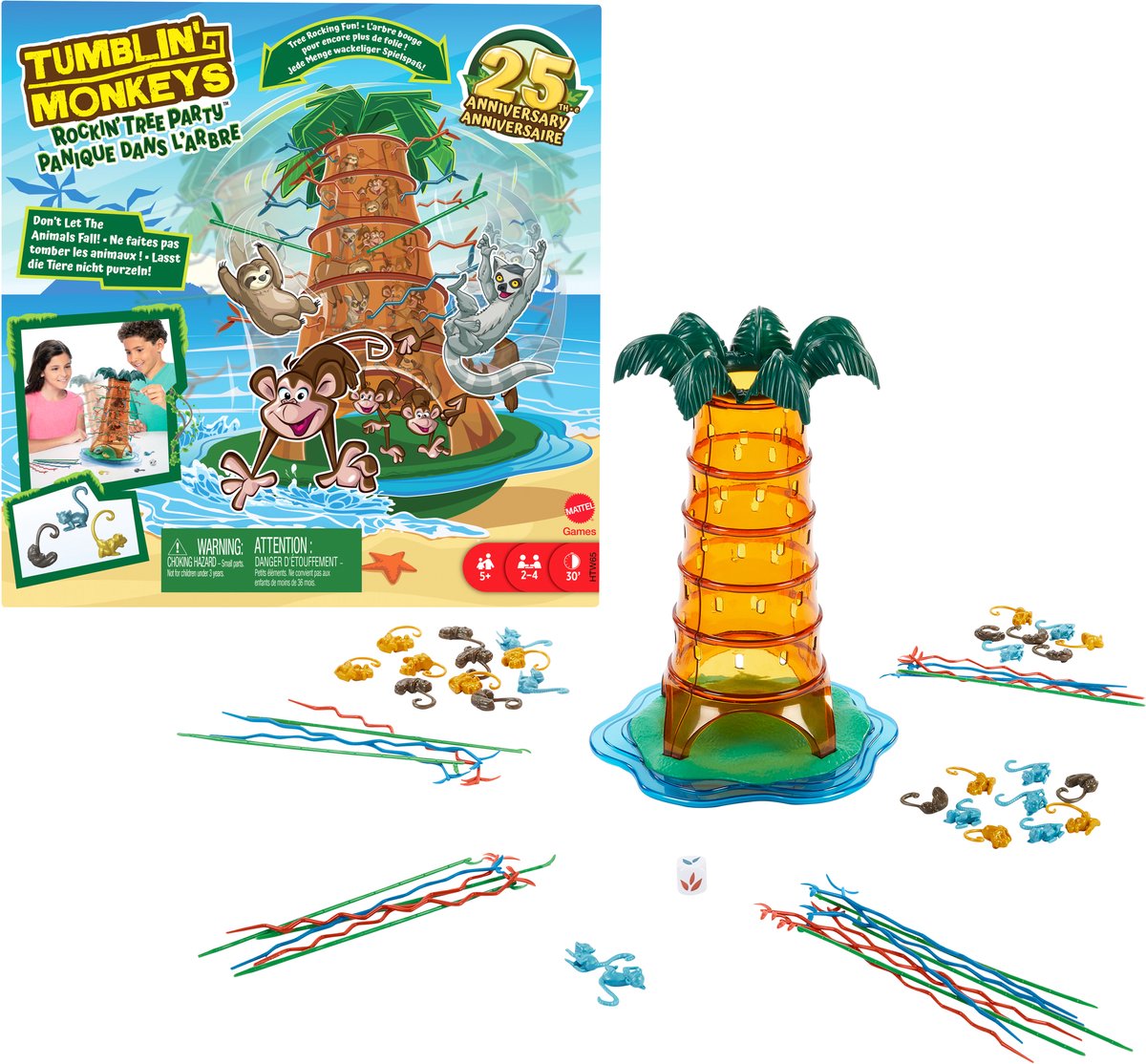 Mattel Games - Games Vallende aapjes schommelend boomfeest kinderspel
