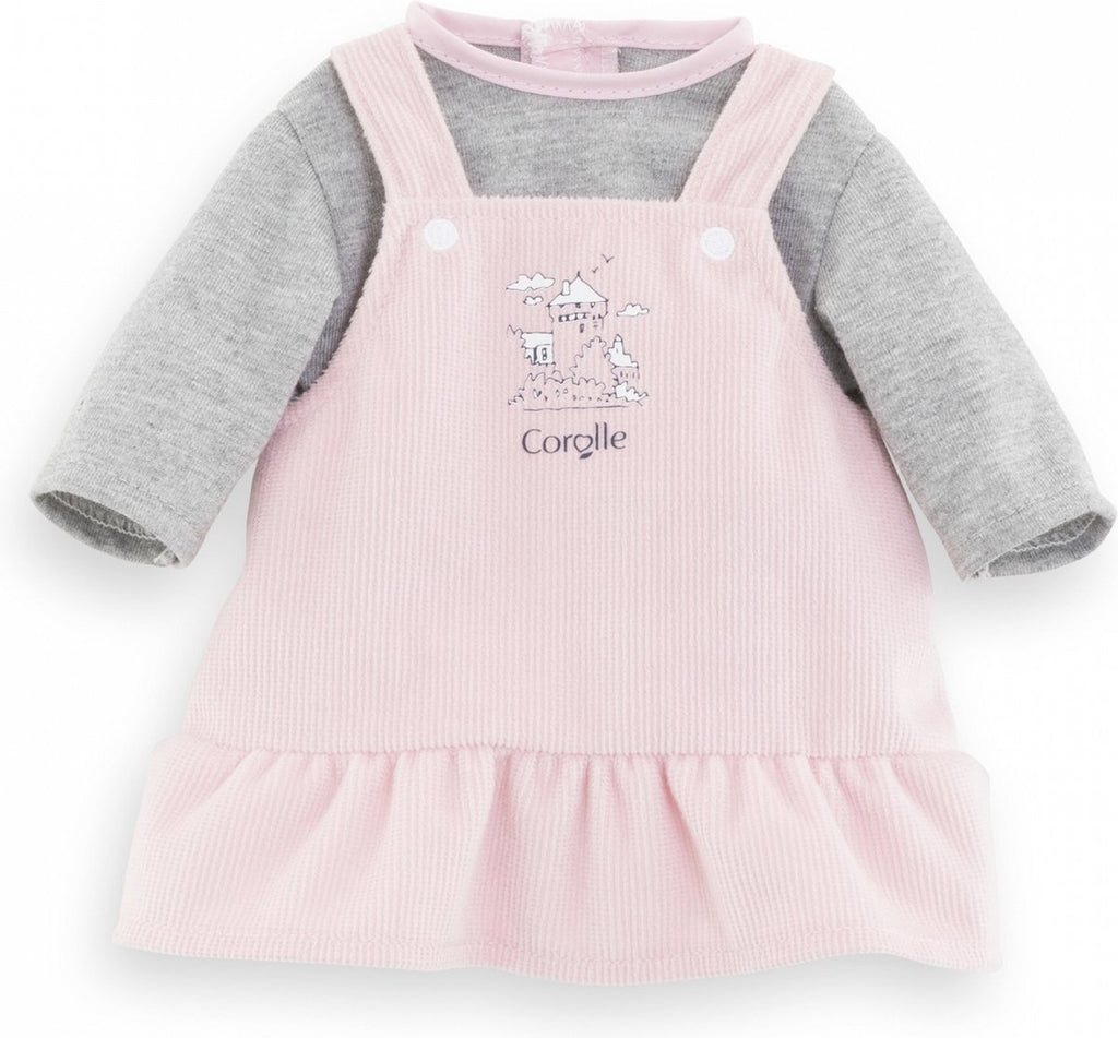 Corolle - poppenjurk met shirt - babypop kleding 36cm roze grijs.