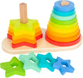 Small foot - houten stapeltoren regenboog cirkel en ster, 19dlg.