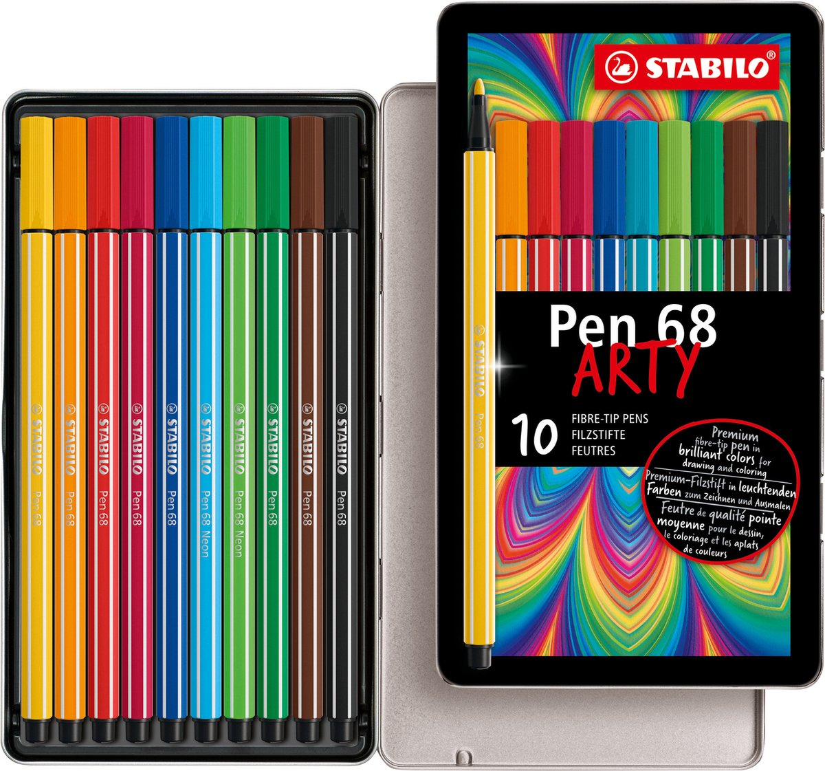 STABILO - STABILO pen 68 - viltstift - metalen doos met 10 stuks