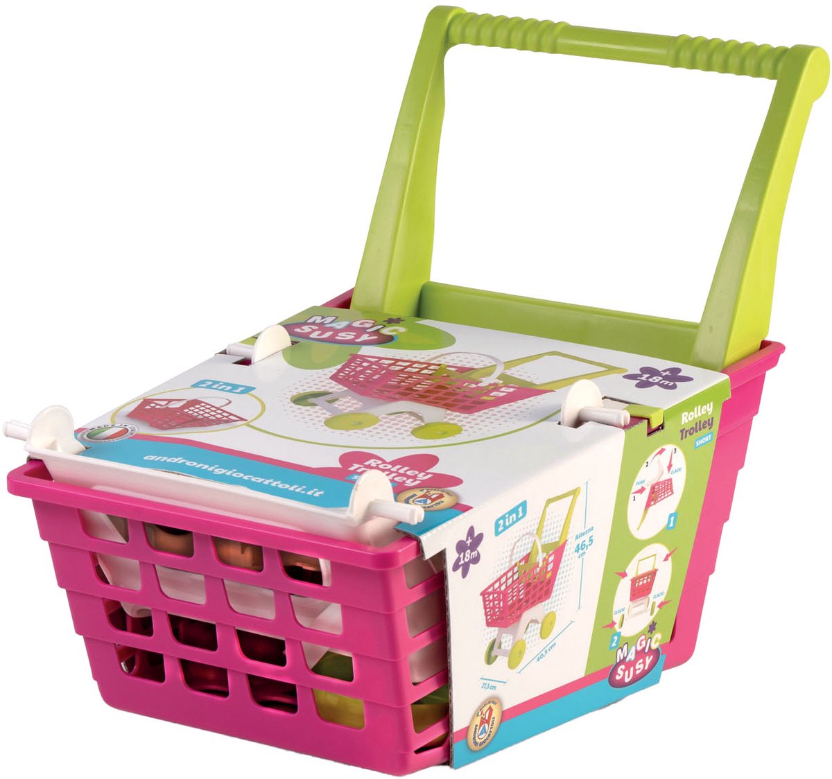 Androni giocattoli winkelwagen roze groen