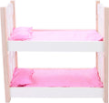 Angel toys poppen stapelbed roze wit – houten poppenbed met magnetische bedden – inclusief matrasjes, dekentjes kussens – geschikt voor alle poppen – engelhart