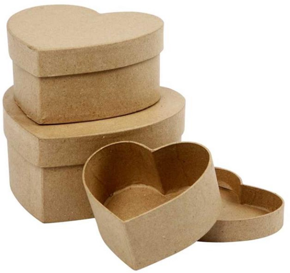 Creotime harten dozen, d: 10+12,5+15 cm, h: 5+6,5+7,5 cm, 3stuks