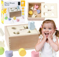 Lobbes speelgoed bv classic world wooden shape sorter for children 10 pcs. - uni