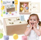 Lobbes speelgoed bv classic world wooden shape sorter for children 10 pcs. - uni