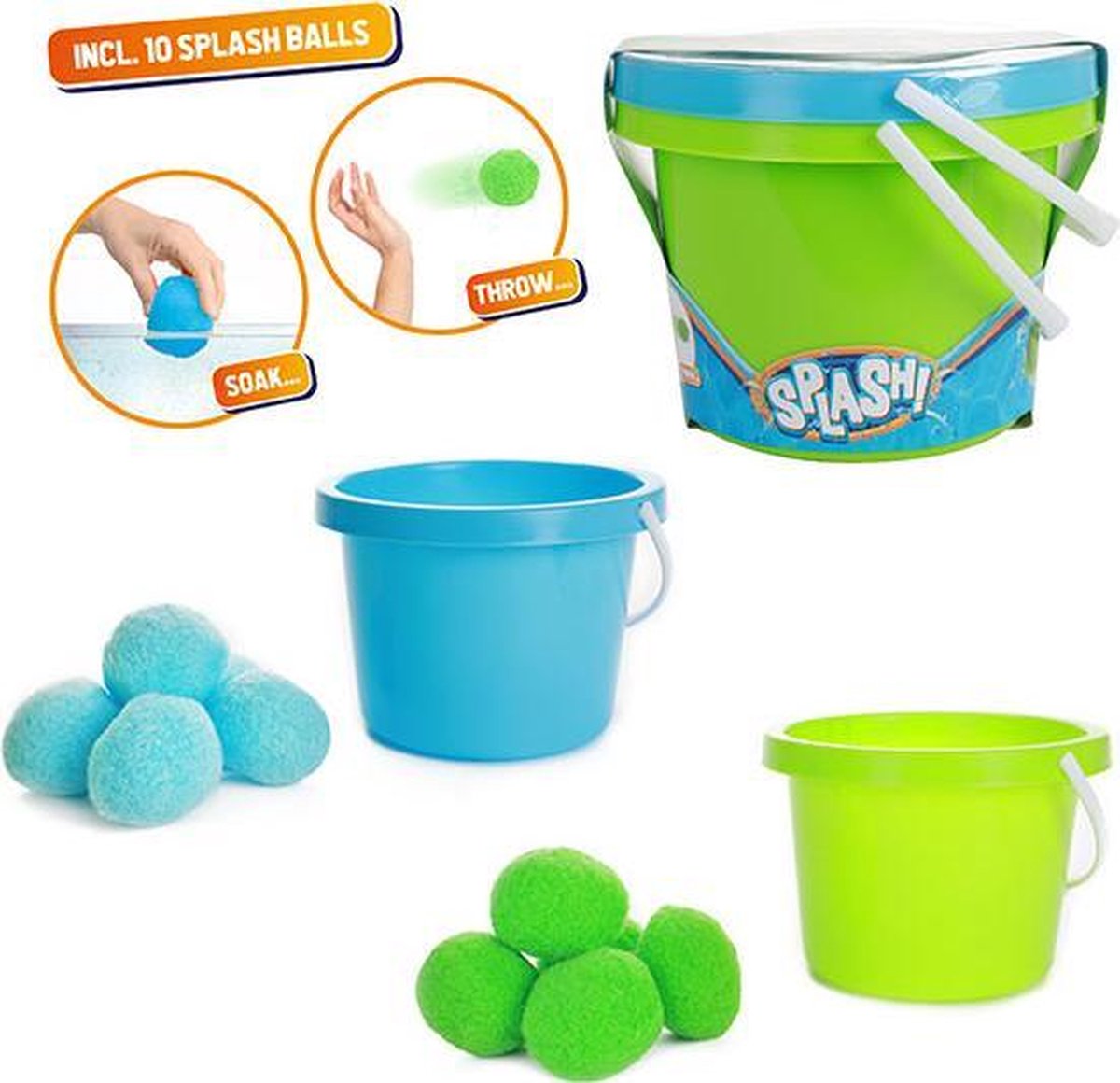 Toi Toys- Toi ToysSplash super splashballen set (2 emmers 10 splashballen)