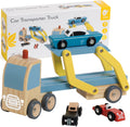 Lobbes Speelgoed- Lobbes Speelgoed world houten transporter met 3 auto's