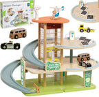 Lobbes speelgoed bv classic world houten duurzame garage met accessoires, 19dlg.