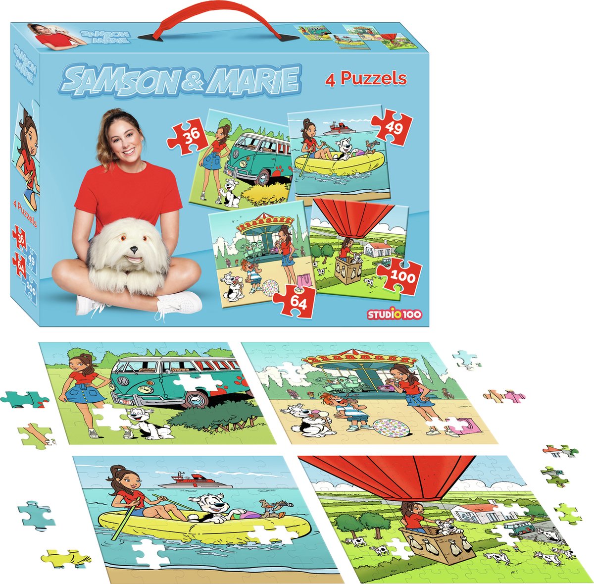 Samson marie puzzel - 4 in 1 puzzel - 36 49 64 100 stukjes