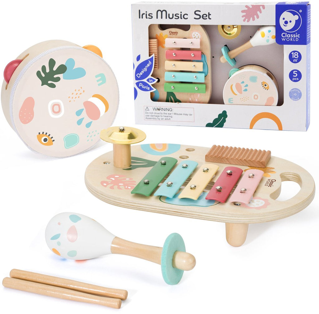 Classic world houten muziekinstrumenten set iris