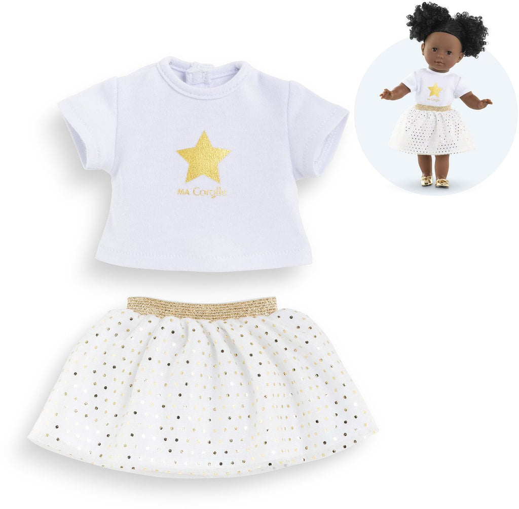 Corolle - poppenkleding set topje en rok ivoor goud 36cm poppen.