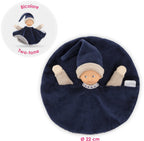 Corolle knuffeldoek - marineblauw babydoekje 17cm - zacht speelgoed.