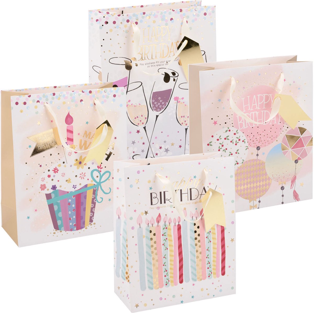 Merkloos sans marque gift bag birthday 4as