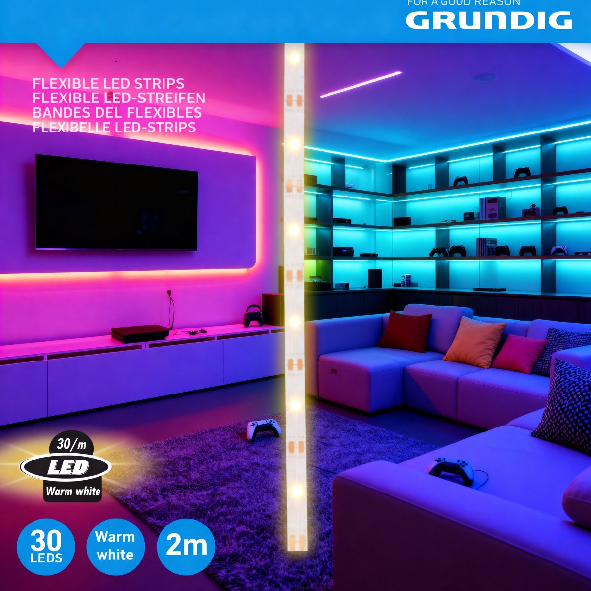 Grundig - Grundig Led strip 2m 30led/m ip20 b/o