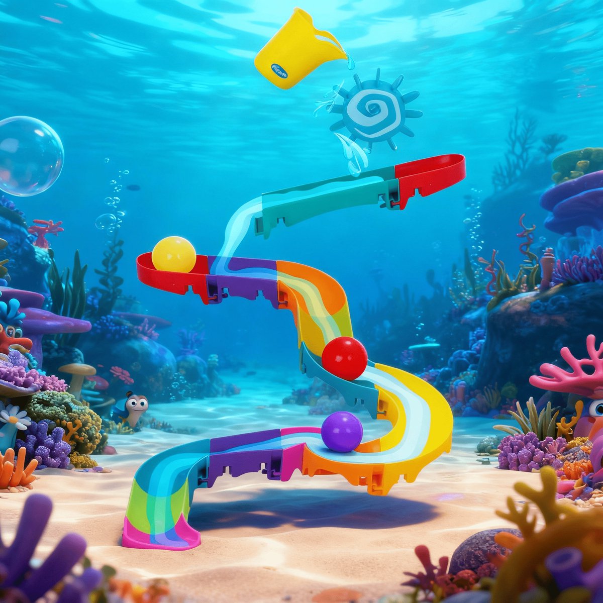 Playgro - gro -splash and slide- waterval glijbaan - badspeelgoed - peuter speelgoed - baby badspeelgoed - speelgoed baby - speelgoed 1 jaar -badspeeltje - water knikkerbaan -waterspeelgoed baby - waterspeelgoed peuters - inclusief 3 balletjes