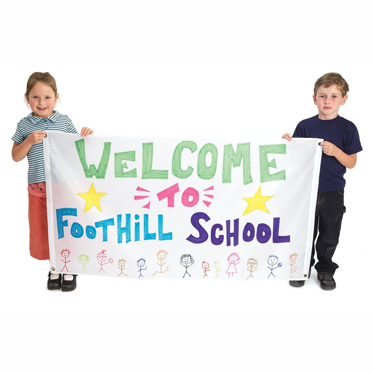 Colorations - versier je eigen nylon banner groot wit set van 2