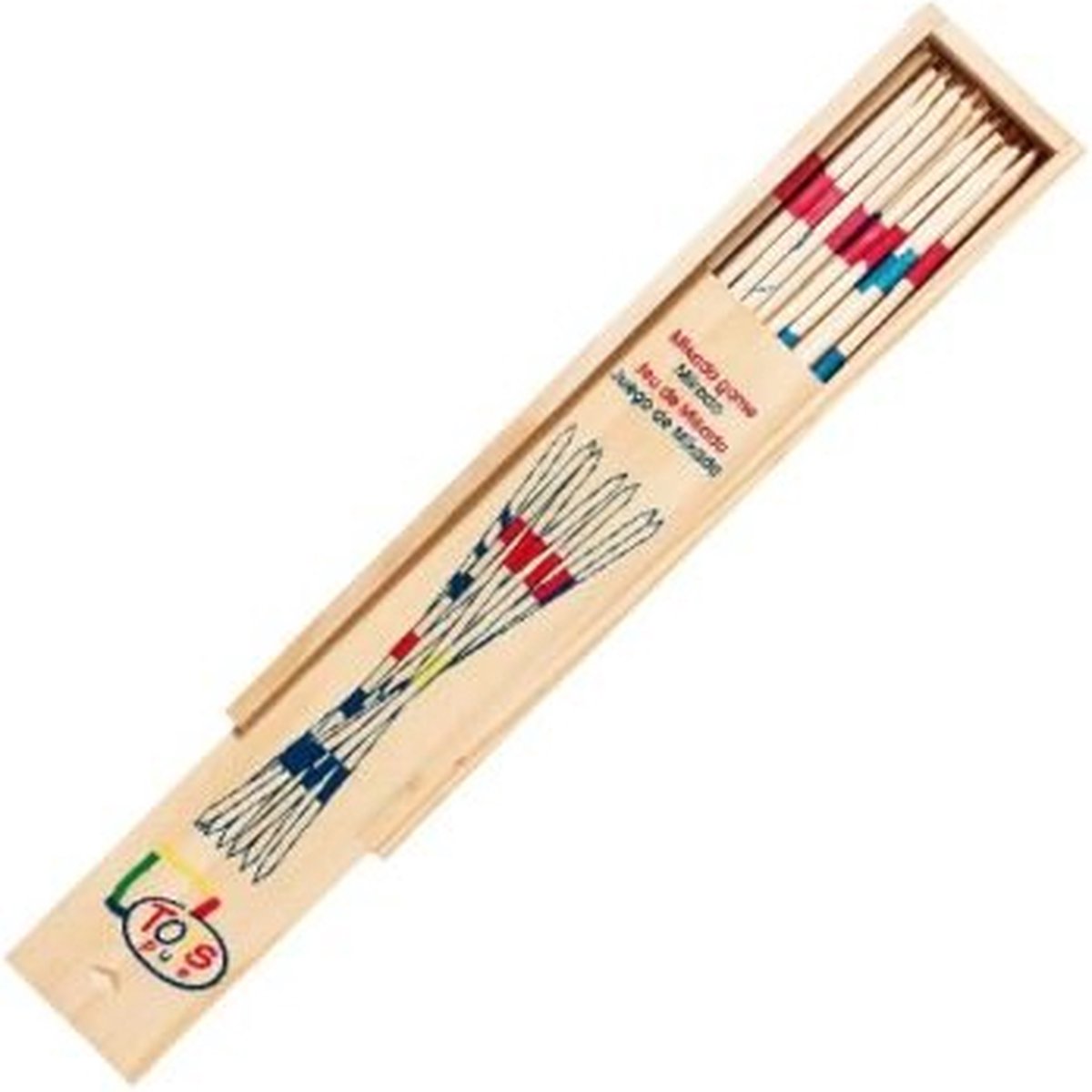 Goki houten mikado spel in houten opbergdoos