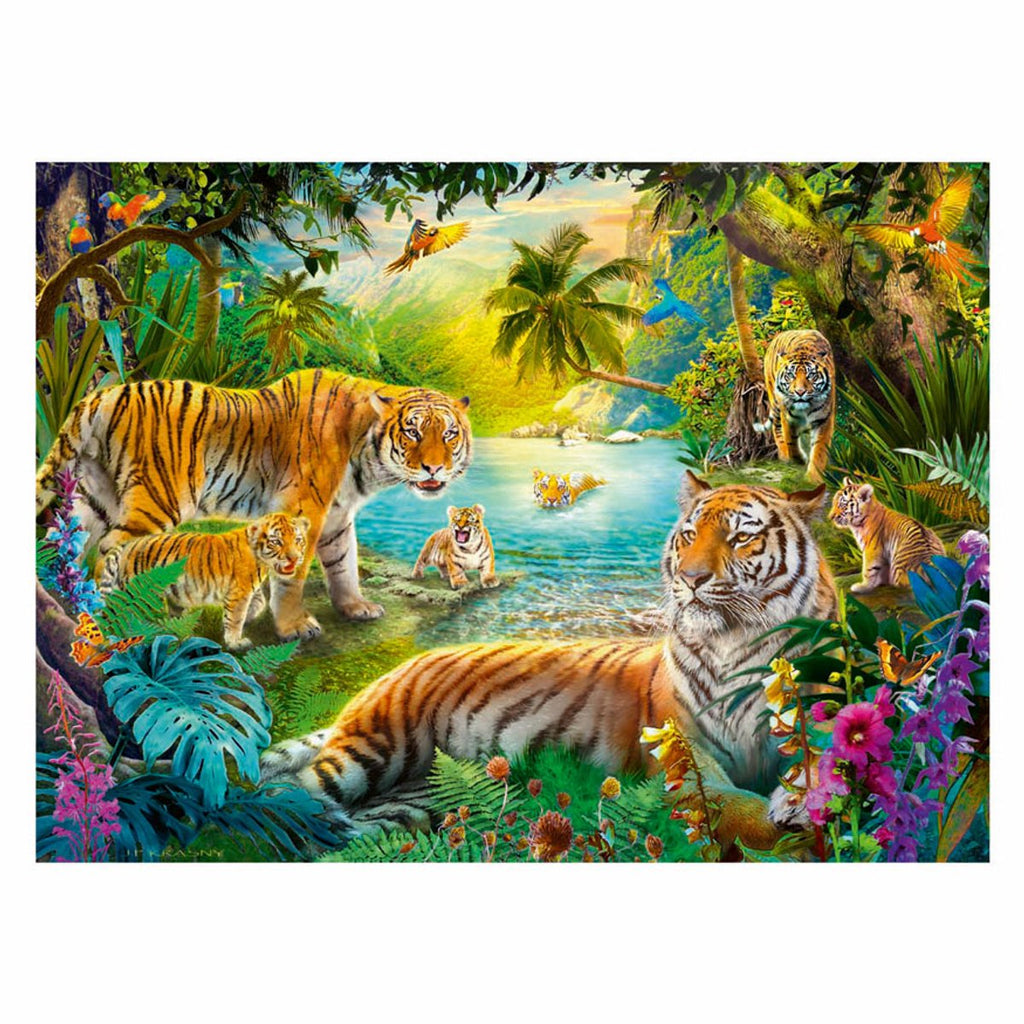 Ravensburger - puzzel tijgers in de oase - 500 stukjes puzzel.