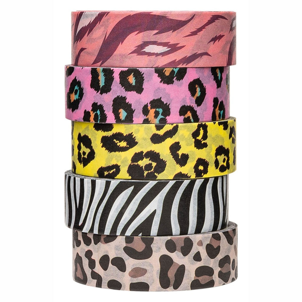 Colorations - washi tape dieren patronen 5 rollen decoratie 5 meter.